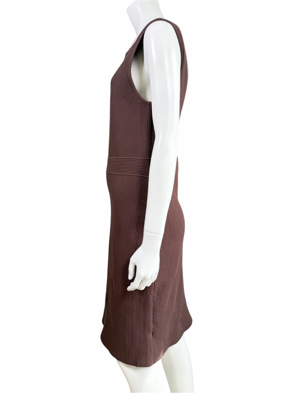 House of Harlow 1960 Brown Rib Knit Open Back Midi Dress L Stretch - Picture 3 of 9